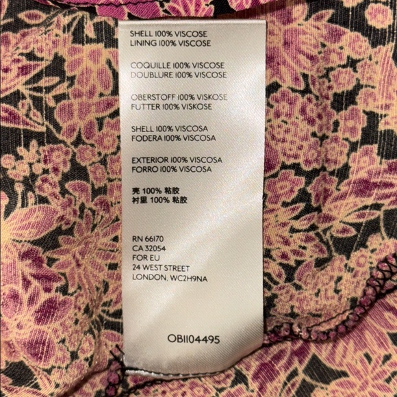 Free People Size Small Bon Voyage Midi Dress Black & Pink Floral Print Milkmaid - Picture 4 of 16